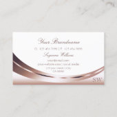 Carte De Visite Chic Rose Gold Blanc avec Monogram Sparkle Diamond (Dos)