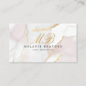 Carte De Visite Chic Rose Gold Blush Pink Marble Monogramme (Devant)
