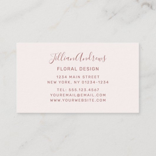 Carte De Visite Chic Rose Gold Brushed Metal Script (Dos)
