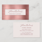 Carte De Visite Chic Rose Gold Brushed Metal Script (Devant / Derrière)
