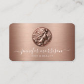 Carte De Visite Chic Rose Gold Caméo Beauté, Cheveux, Soins de pea (Devant)