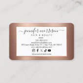 Carte De Visite Chic Rose Gold Caméo Beauté, Cheveux, Soins de pea (Dos)