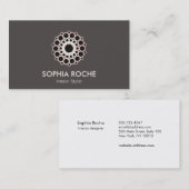 Carte De Visite Chic Rose Gold Circle Mandala Taupe Designer (Devant / Derrière)