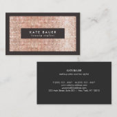 Carte De Visite Chic Rose Gold Faux Sequin Salon de beauté (Devant / Derrière)
