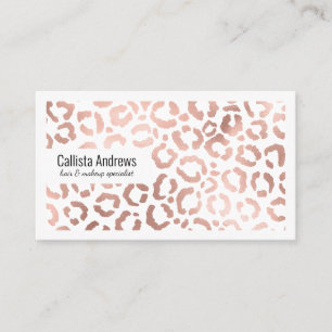 Carte De Visite Chic Rose Gold Leopard Cheetah Poster de animal
