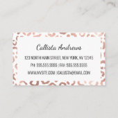 Carte De Visite Chic Rose Gold Leopard Cheetah Poster de animal (Dos)