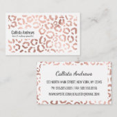 Carte De Visite Chic Rose Gold Leopard Cheetah Poster de animal (Devant / Derrière)