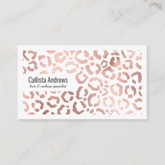 Carte De Visite Chic Rose Gold Leopard Cheetah Poster de animal (Devant)