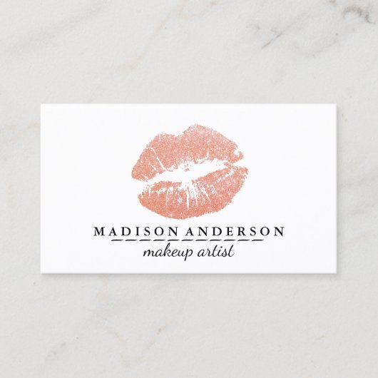Carte De Visite Chic Rose Gold Lips maquillage (Devant)