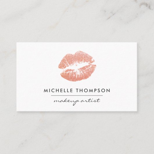 Carte De Visite Chic Rose Gold Lips maquillage (Devant)
