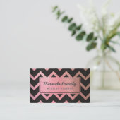 Carte De Visite Chic Rose noir or Chevron Wave Stripes Motif (Debout devant)