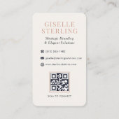 Carte De Visite Chic Rose or Monogramme Marine bleu QR Code (Dos)