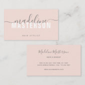 Carte De Visite Chic rose pâle, moderne, monogramme Signature de s (Devant / Derrière)