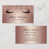 Carte De Visite Chic Rose Parties scintillant or Eyelash Hair Prof (Devant / Derrière)