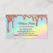 Carte De Visite Chic Rose Parties scintillant or Holographique Coi (Dos)