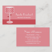 Carte De Visite Chic rose rétro Lampe Quatrefoil Designer intérieu (Devant / Derrière)