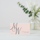 Carte De Visite Chic Rose rose moderne Monogramme Initiales de scr (Debout devant)