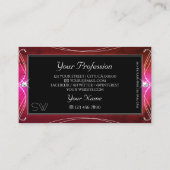 Carte De Visite Chic rose rouge noir orné bijoux étincelles Initia (Dos)