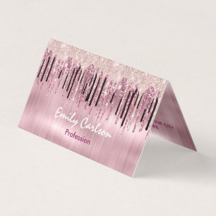 Carte De Visite Chic rose rousse goutte à goutte rose
