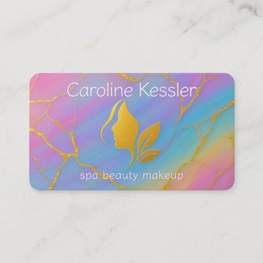 Carte De Visite Chic rose violet Turquoise Turquoise bleu or marbr (Devant)