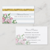 Carte De Visite Chic Roses Roses Roses Faux Gold Design d'intérieu (Devant / Derrière)