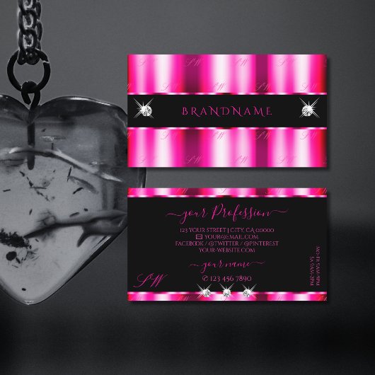 Carte De Visite Chic Rouge Rouge Ombre Noir Bijoux Épargne Initial