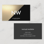 Carte De Visite Chic Rough FAUX Gold Diagonal Black Modern (Devant / Derrière)