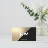 Carte De Visite Chic Rough FAUX Gold Diagonal Black Modern (Debout devant)