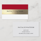 Carte De Visite Chic Rough FAUX Gold Stripe Red Modern Elegant 2 (Devant / Derrière)