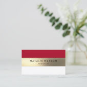 Carte De Visite Chic Rough FAUX Gold Stripe Red Modern Elegant 2 (Debout devant)