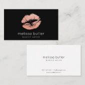 Carte De Visite Chic rougissent le maquilleur rose de lèvres (Devant / Derrière)