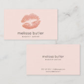 Carte De Visite Chic rougissent le maquilleur rose de lèvres (Devant / Derrière)