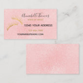 Carte De Visite Chic rougissent les cils roses d'or (Devant / Derrière)