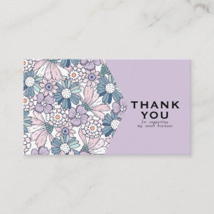 Carte De Visite Chic rustique fleuri violet logo commander merci