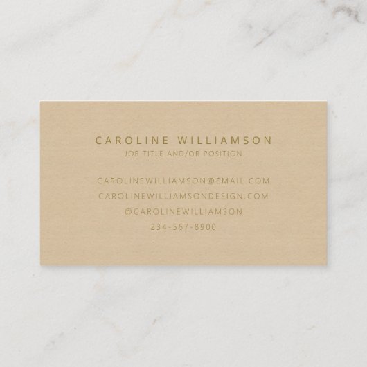 Carte De Visite Chic Script Calligraphie Élégant Taupe Texturé Tan (Dos)