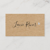 Carte De Visite Chic Script Cœur d'Amour Argent Kraft Rustique (Devant)