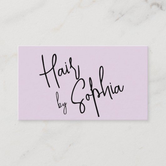 Carte De Visite Chic Script Coiffeur Stylo Pastel Purple (Devant)