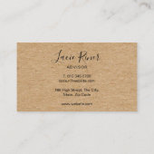 Carte De Visite Chic Script Or Amour Coeur Kraft Rustique (Dos)