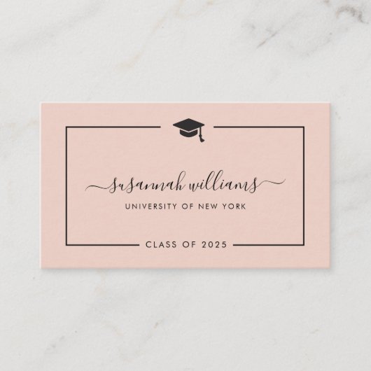 Carte De Visite Chic script rose (Devant)
