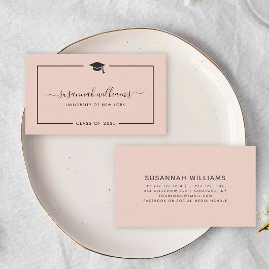 Carte De Visite Chic script rose