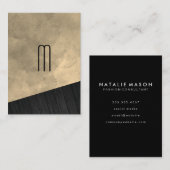 Carte De Visite Chic Sepia Aquarelle Bois Monogramme (Devant / Derrière)