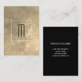 Carte De Visite Chic Sepia Aquarelle Monogramme (Devant / Derrière)