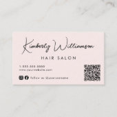 Carte De Visite Chic Signature Script QR Code rose (Devant)