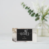 Carte de visite Chic Silver & Black Nail Technicie (Debout devant)