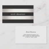 Carte De Visite Chic Silver Foil Look Black Stried Moderne (Devant / Derrière)