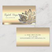 Carte De Visite Chic Silver Gold Lotus Flower Yoga Instructor (Devant / Derrière)