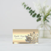 Carte De Visite Chic Silver Gold Lotus Flower Yoga Instructor (Debout devant)