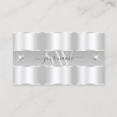 Carte De Visite Chic Silver Gris Clair Diagramme brillant Monogram (Devant)