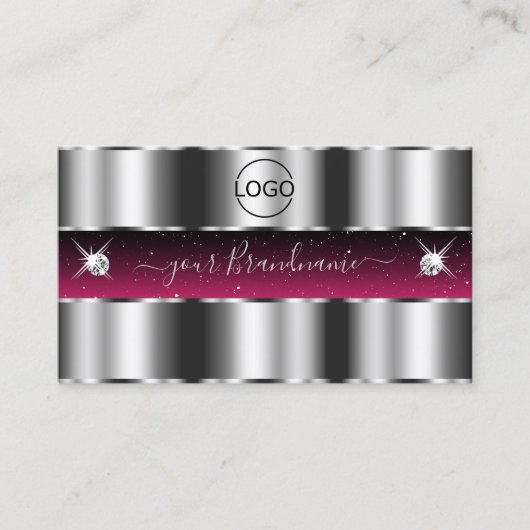 Carte De Visite Chic Silver Rose Black Sparkling Diamonds Ajouter  (Devant)