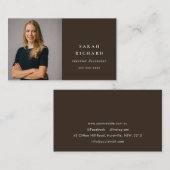 Carte De Visite Chic Simple Minimal foncé Brown photo professionne (Devant / Derrière)